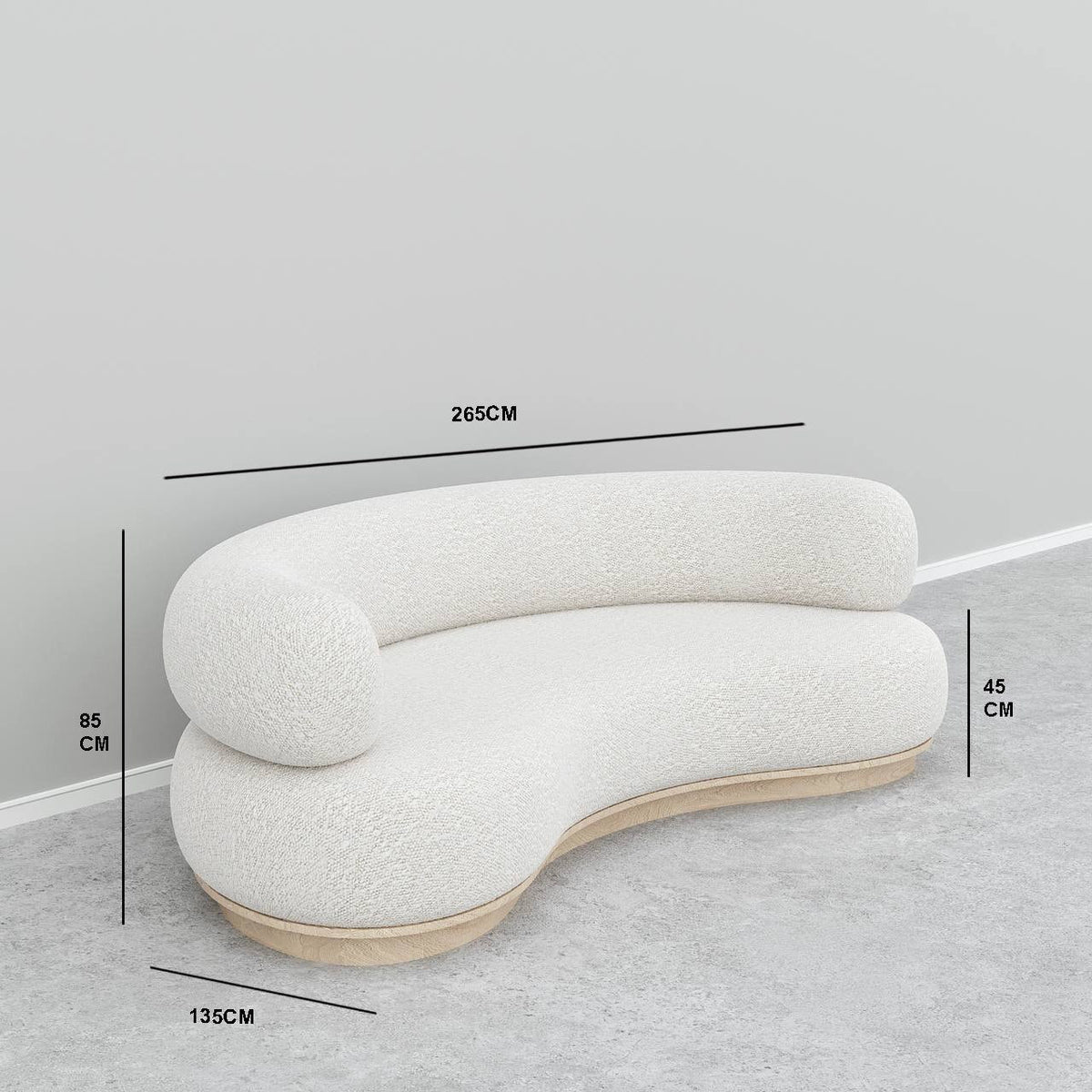Dreamy Sofa 3S / White Boucle - Walls Nation