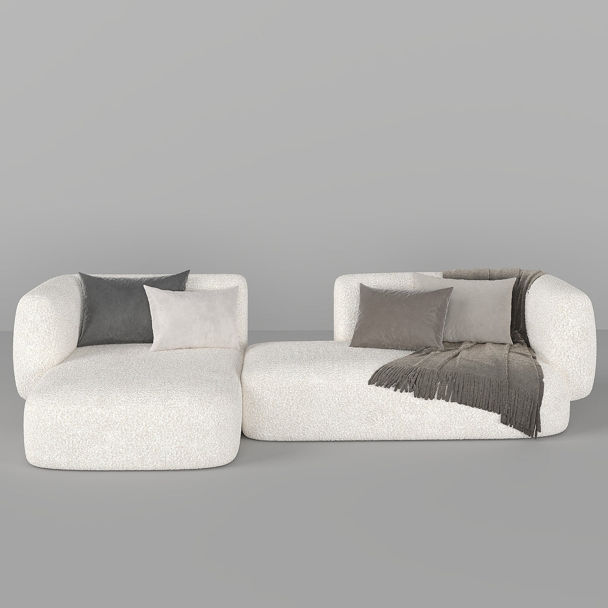 Aura L-Shape Sofa / Premium White Boucle