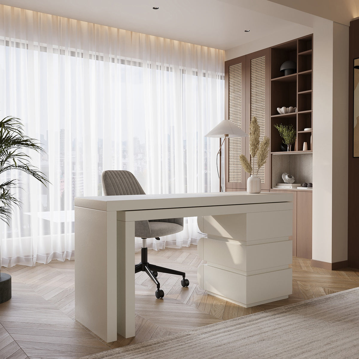 Valentina Office Desk / Matt Off-White