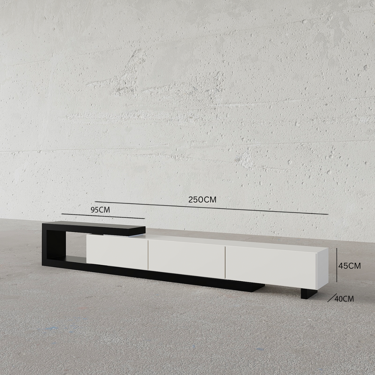 Kyree Extendable TV Unit / 250W x 40D CM / Black