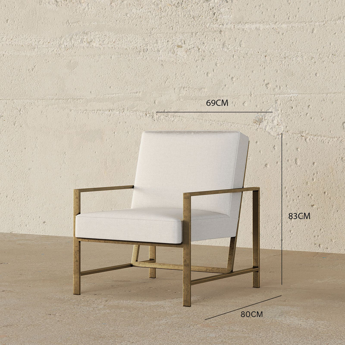 Larissa Brushed Gold Armchair / Premium Upholstery.