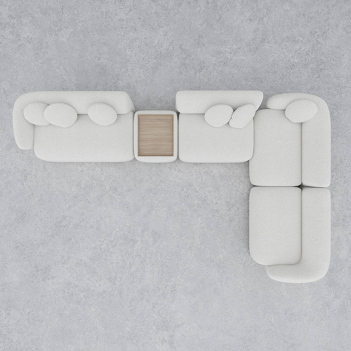 Cappy L-Shaped Modular Sofa / White Boucle