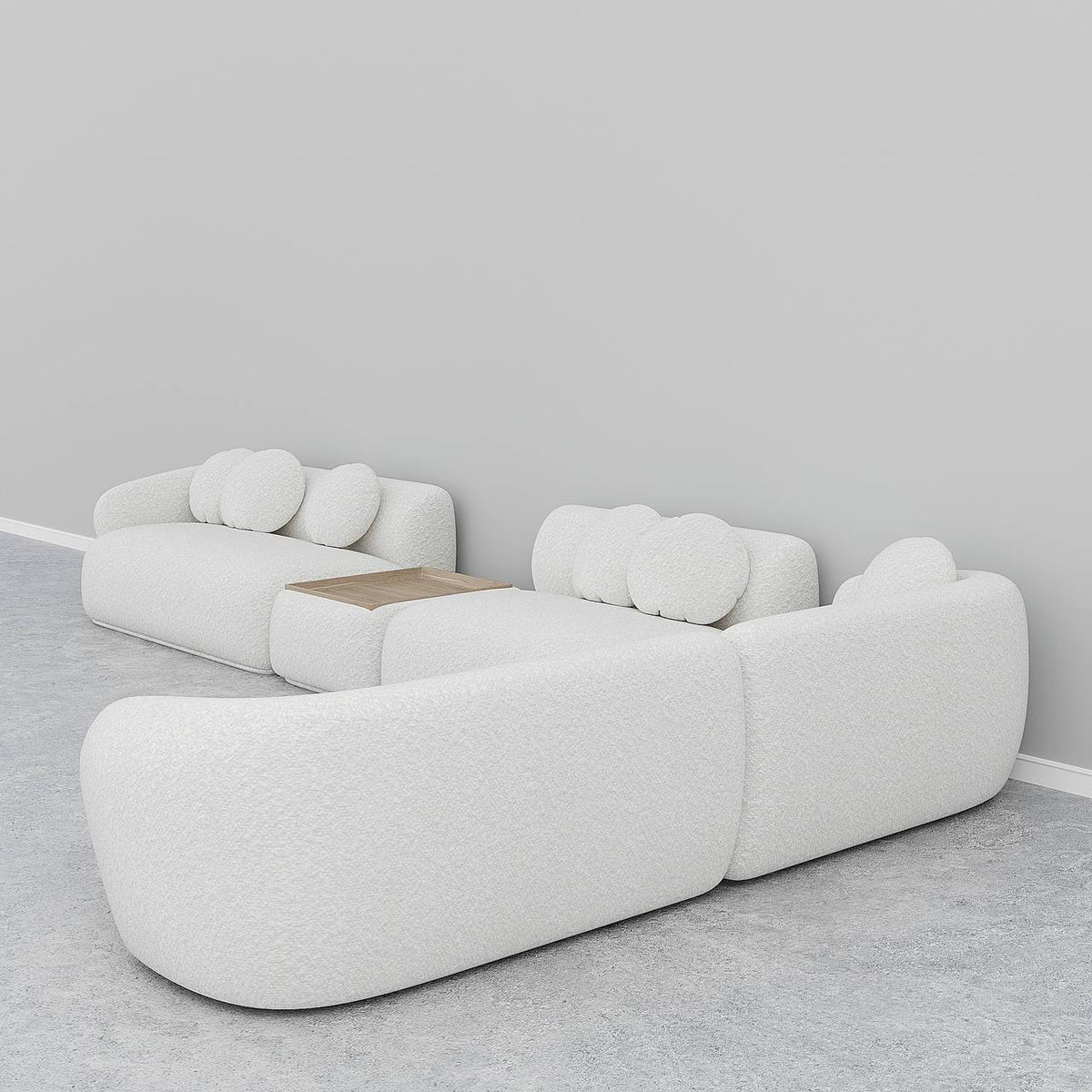 Cappy L-Shaped Modular Sofa / White Boucle