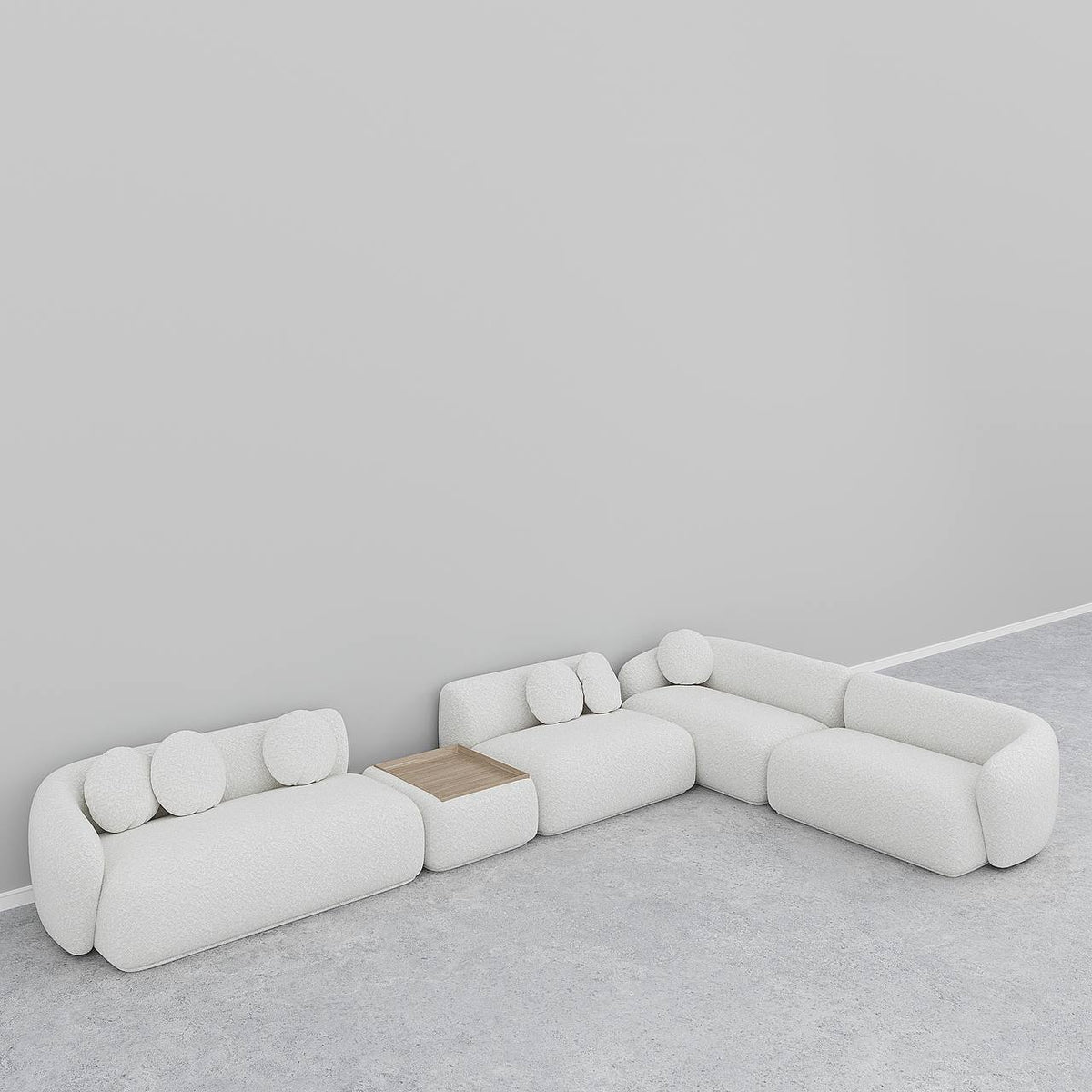 Cappy L-Shaped Modular Sofa / White Boucle