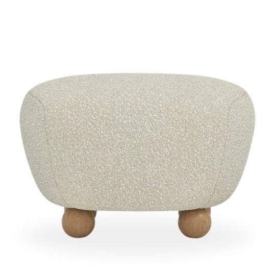 Plumby Stool in beige boucle fabric, modern and compact seating for stylish home décor
