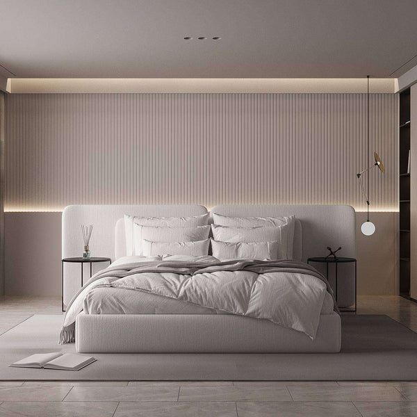 Spartan Bed / Off-White Linen – premium Bed by Walls Nation UAE & Saudi Arabia