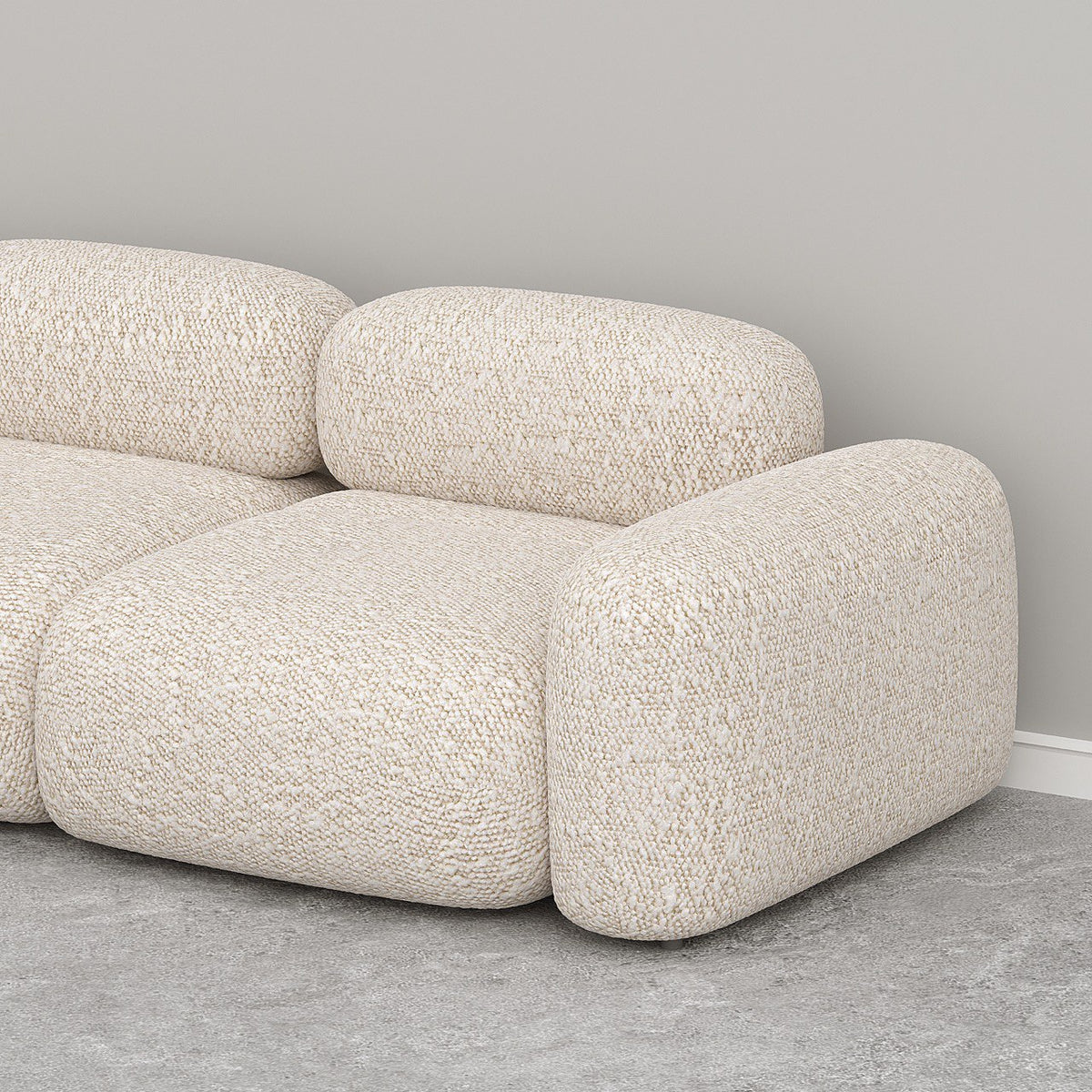 Off-White Boucle (3 Seater + Ottoman)