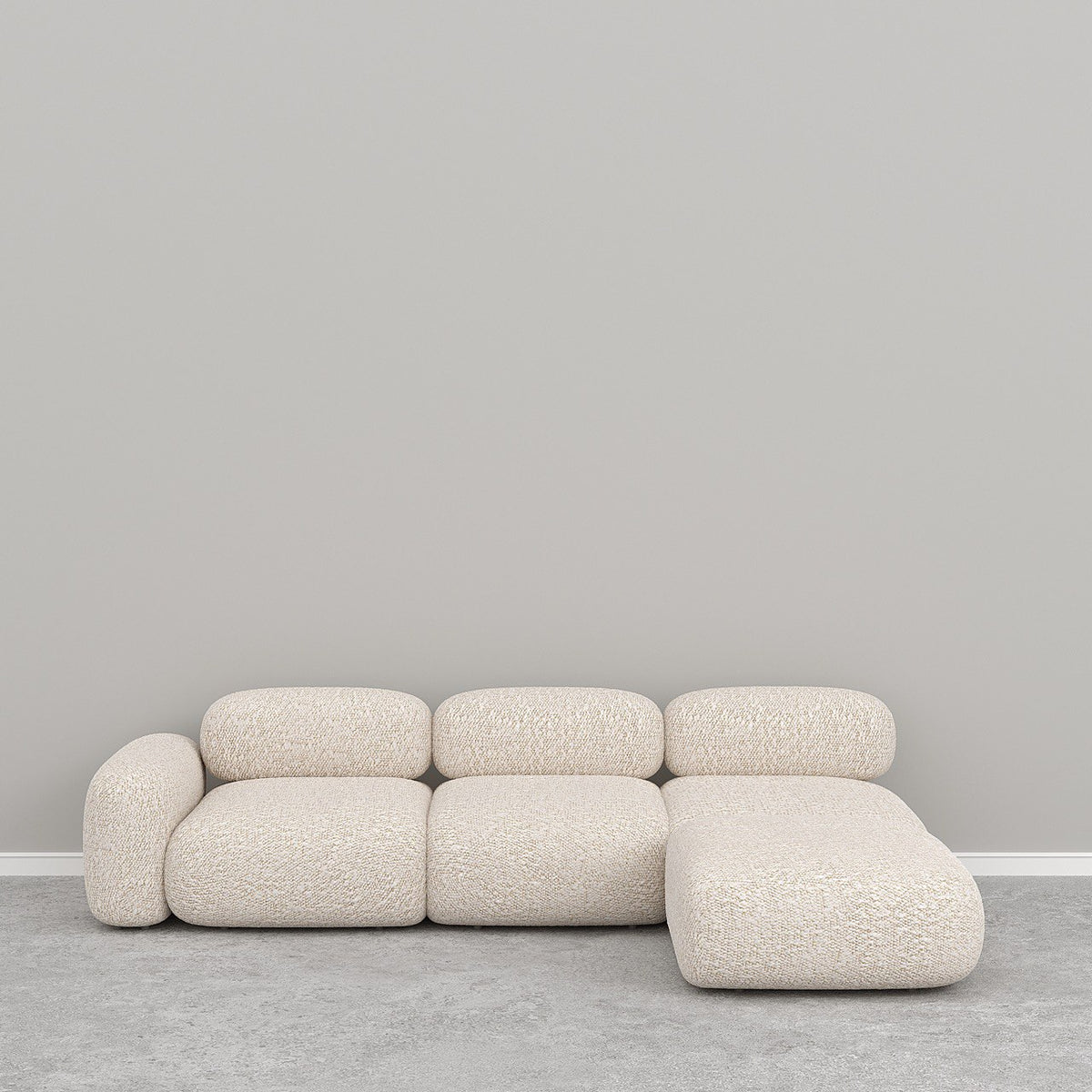 Off-White Boucle (3 Seater + Ottoman)
