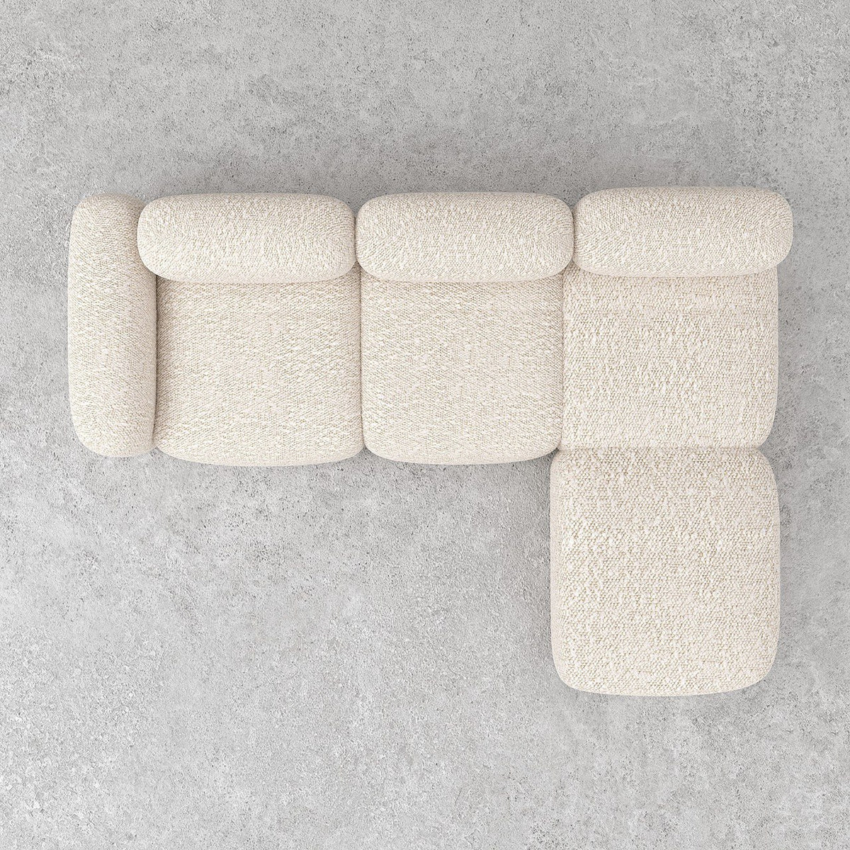 Off-White Boucle (3 Seater + Ottoman)