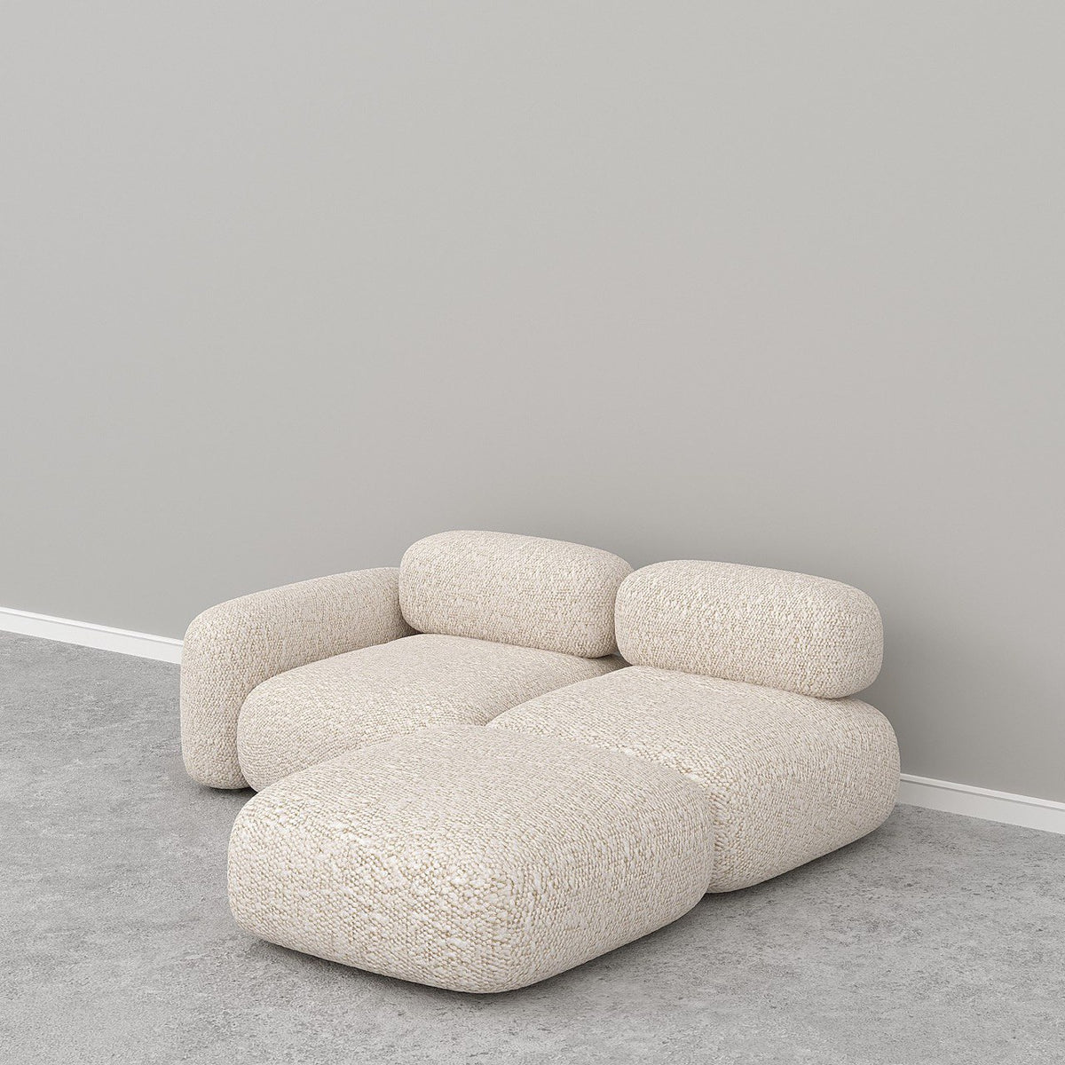Off-White Boucle (2 Seater + Ottoman)