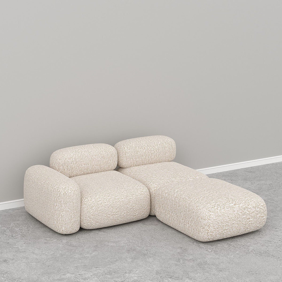 Off-White Boucle (2 Seater + Ottoman)