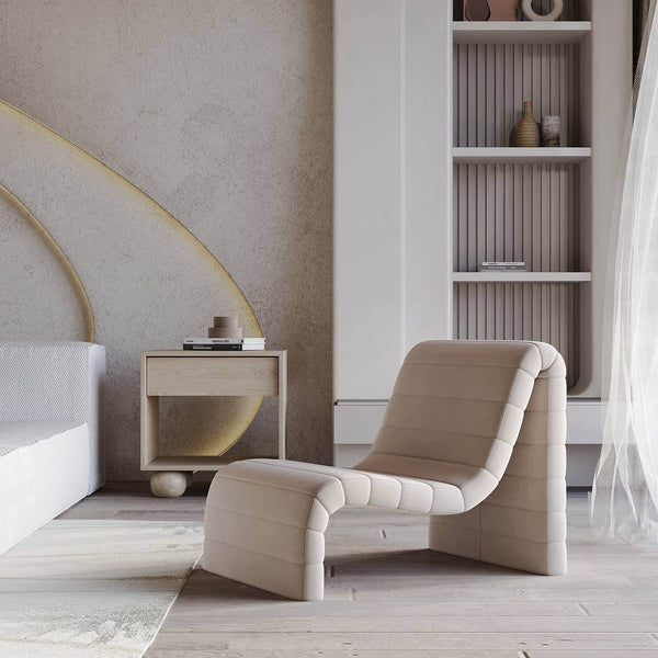 Mori Chaise / Golden Beige Velvet – premium Chaise Lounges by Walls Nation UAE & Saudi Arabia