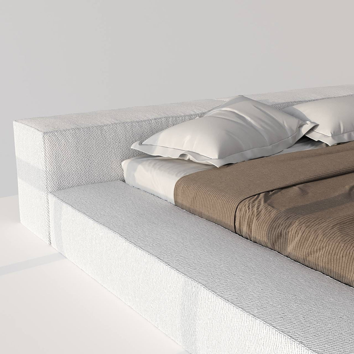 Carlin Platform Bed / White Cotton Blend