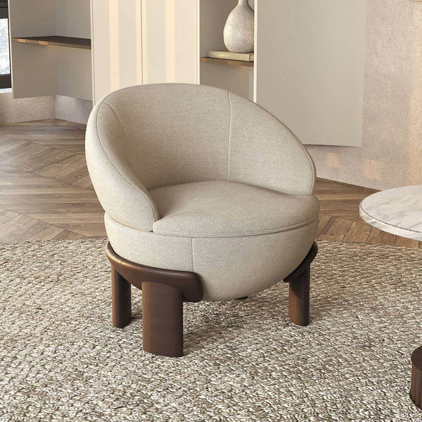 Reva Armchair / Premium Beige Linen – premium Accent Chair by Walls Nation UAE & Saudi Arabia