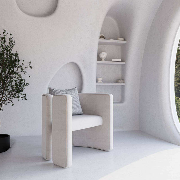 Megan Armchair / Premium Beige Linen – premium Armchair by Walls Nation UAE & Saudi Arabia