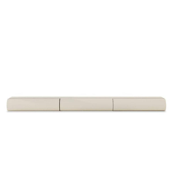 Modern Valentina Wall Mounted TV Unit in matt off-white with three drawers including glass drawer