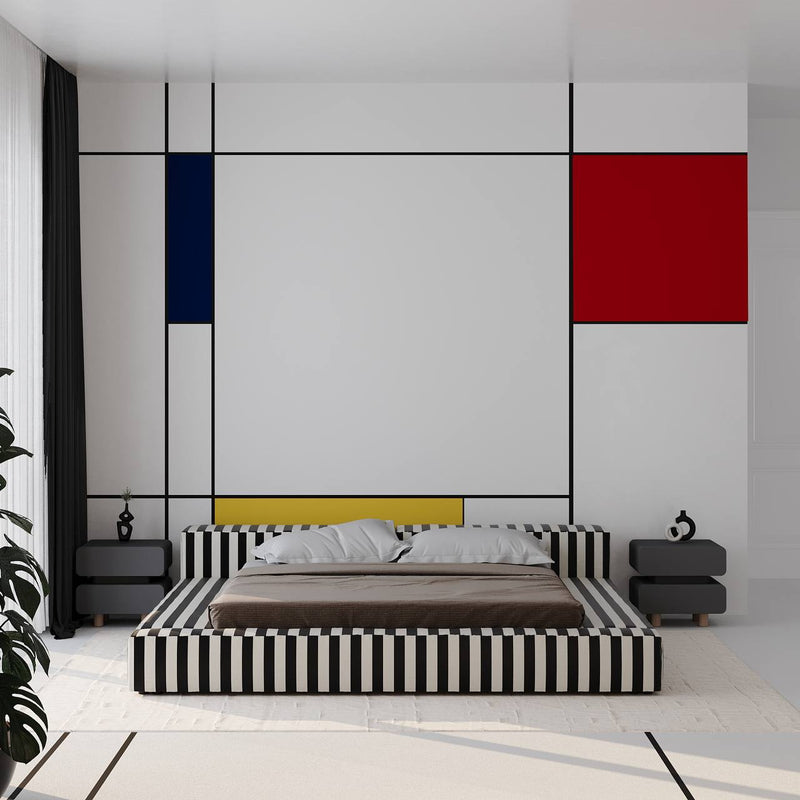 XO Platform Bed / White & Black Satin