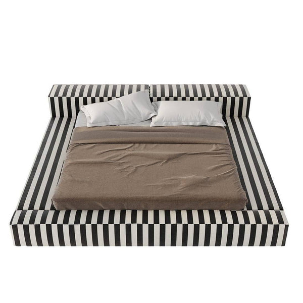 XO Platform Bed / White & Black Satin – premium Bed by Walls Nation UAE & Saudi Arabia