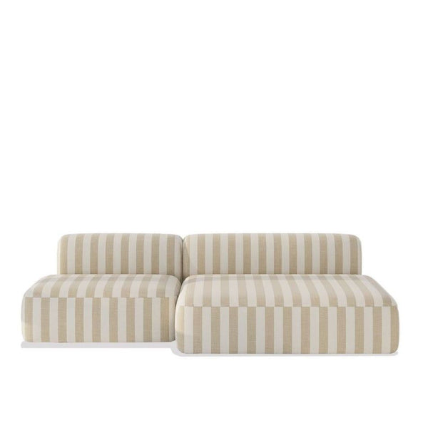 Aurelio Sofa 3S / White & Beige Satin – premium Sofas by Walls Nation UAE & Saudi Arabia