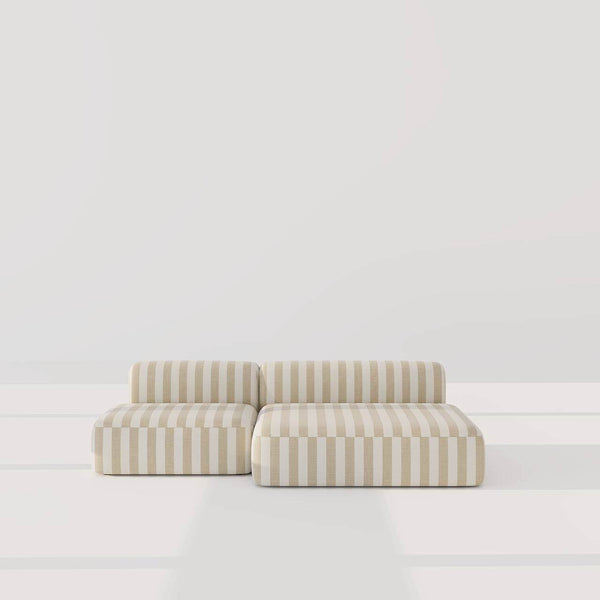 Aurelio Sofa 3S / White & Beige Satin – premium Sofas by Walls Nation UAE & Saudi Arabia