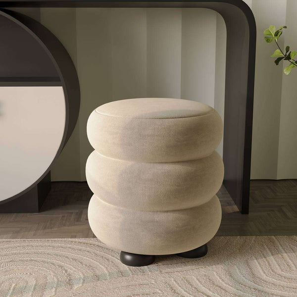 Tula Stool / Matt Beige Velvet – premium Benches by Walls Nation UAE & Saudi Arabia