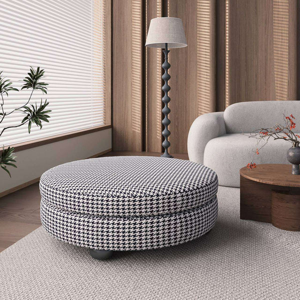 Vannoy Ottoman / White & Black Cotton-Blend – premium Ottoman by Walls Nation UAE & Saudi Arabia