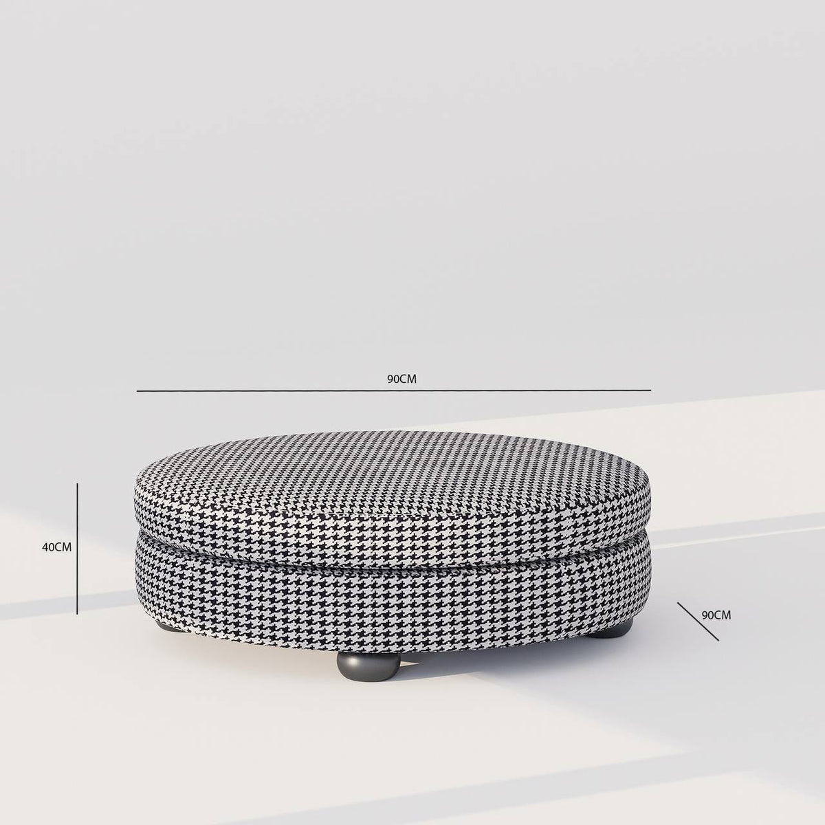 Vannoy Ottoman / White & Black Cotton-Blend