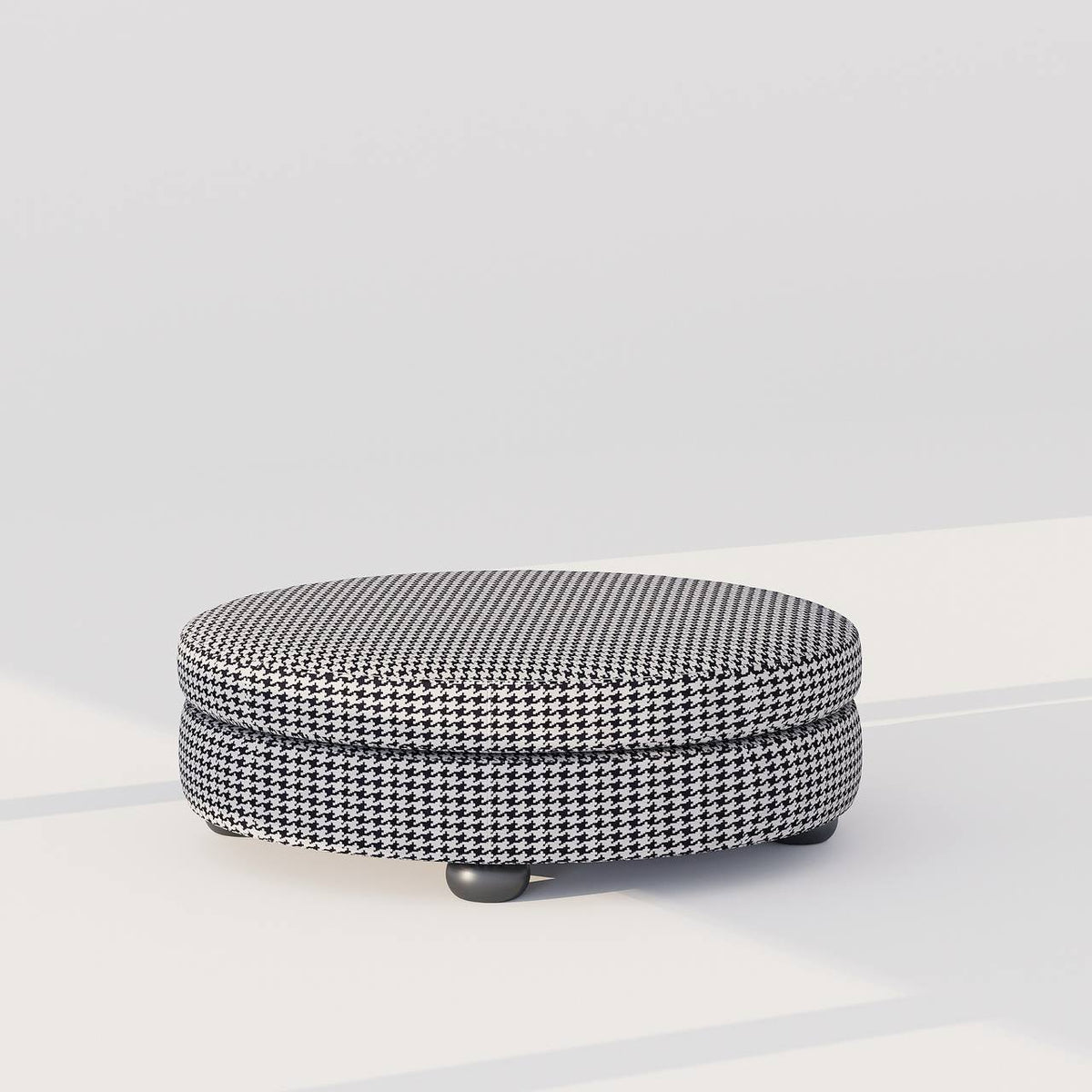 Vannoy Ottoman / White & Black Cotton-Blend