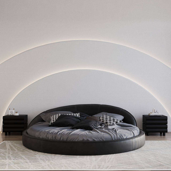 Vali Bed / Black Faux Leather – premium Bed by Walls Nation UAE & Saudi Arabia