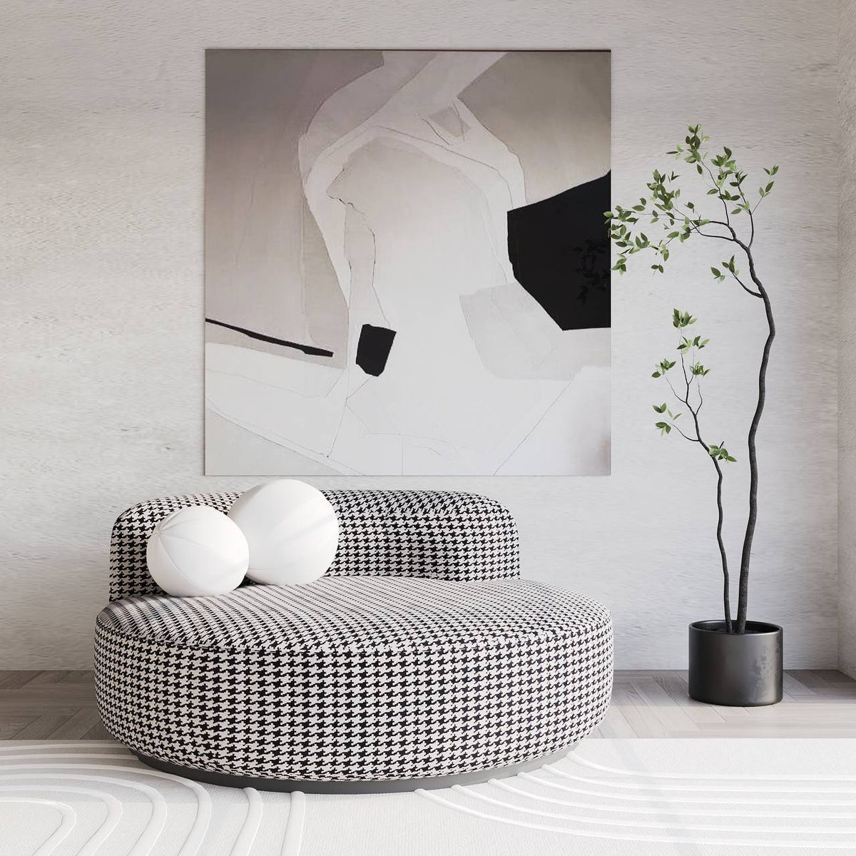White & Black Cotton-Blend