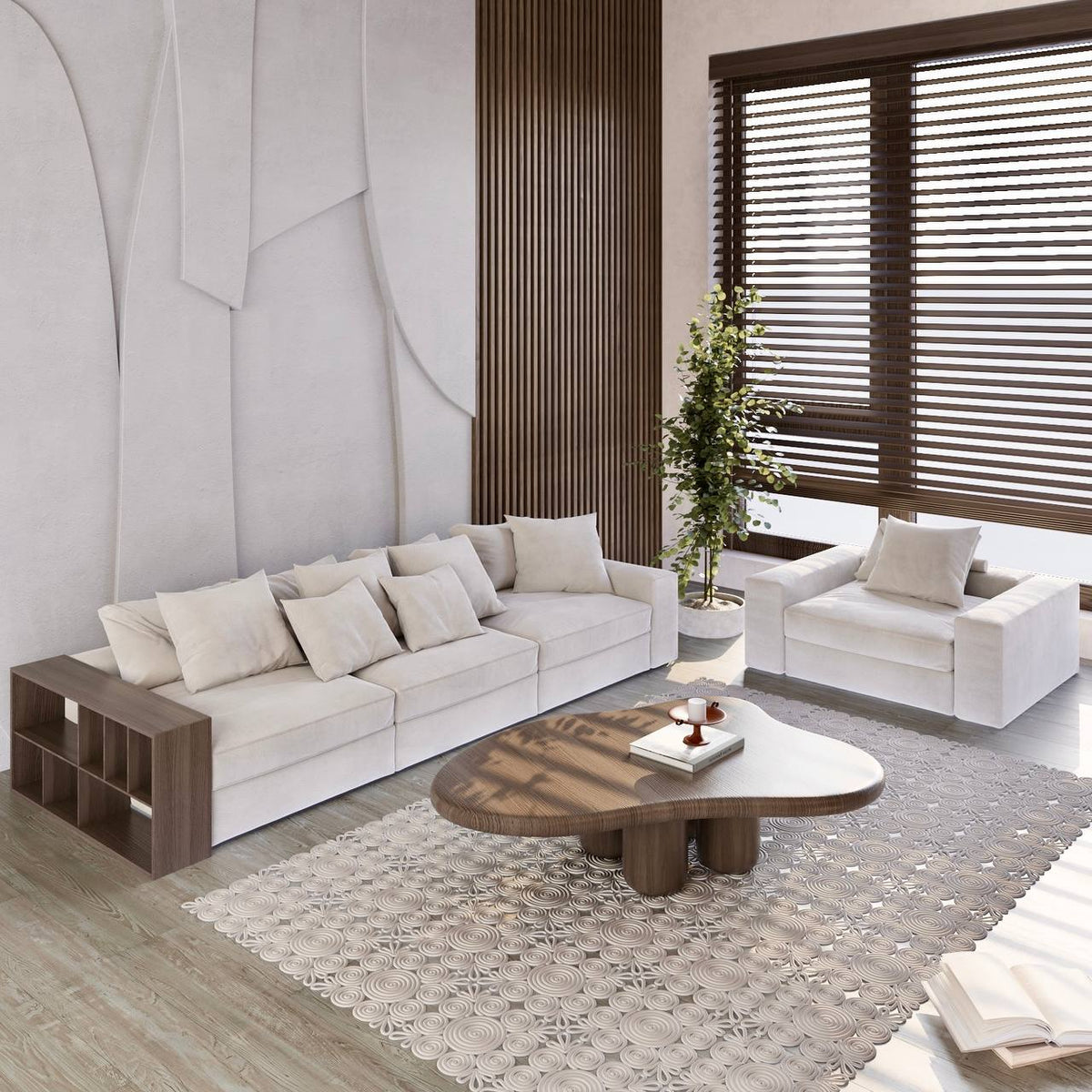 White Cotton-Blend (Without Book Case)