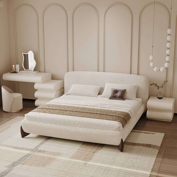 Valentina Platform Bed / Full Boucle – premium Bed by Walls Nation UAE & Saudi Arabia