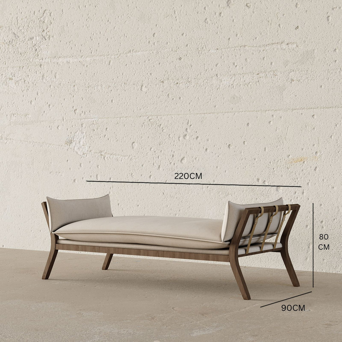 Roman Chaise Lounge / 220 x 90 CM Linen Upholstery