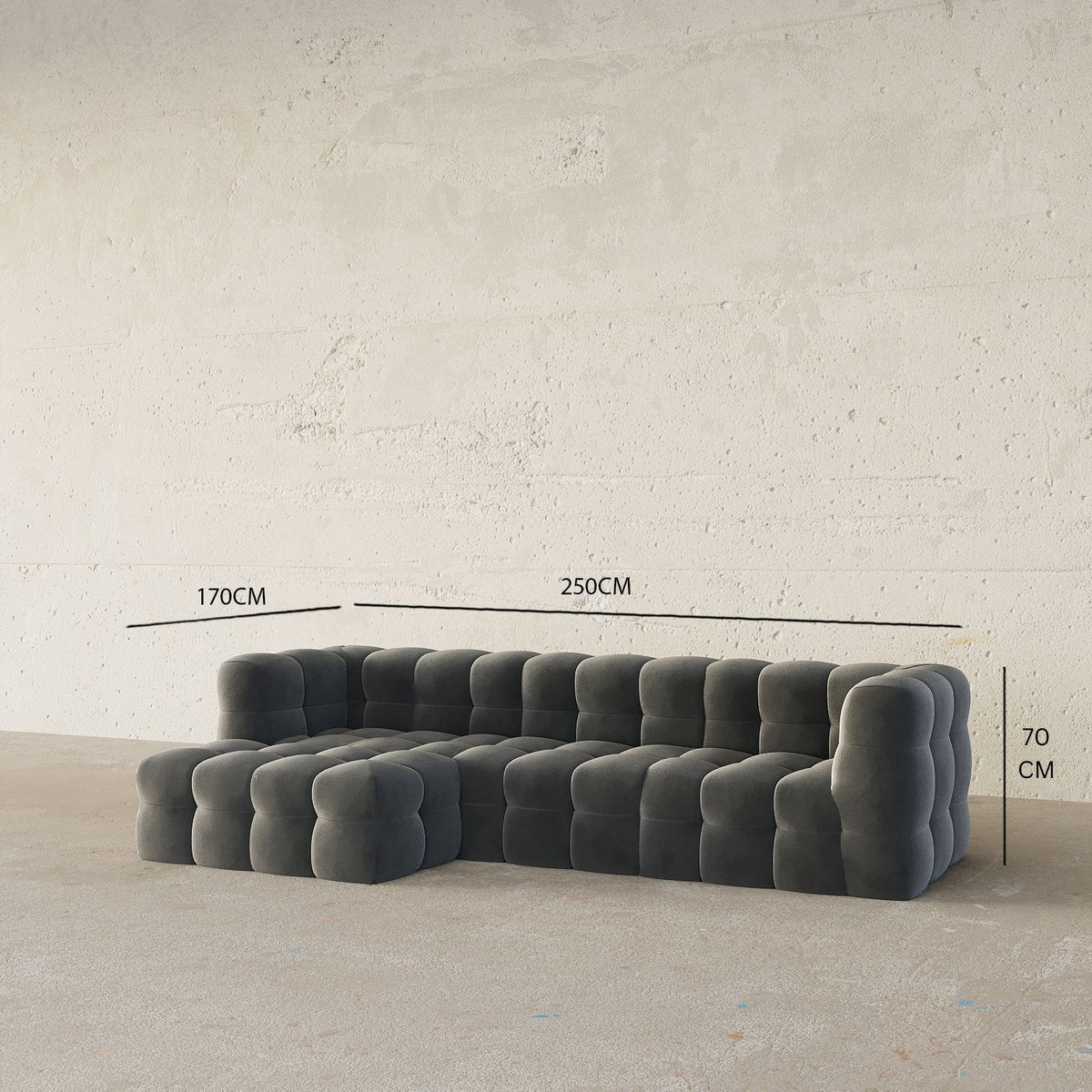 Veyron L-Shape Sofa / Cotton Velvet