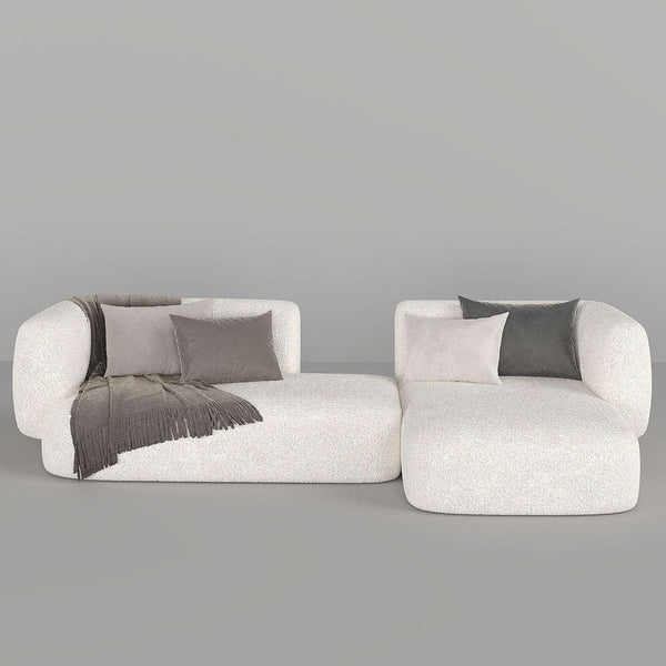 Aura L-Shape Sofa / Premium White Boucle – premium Sofas by Walls Nation UAE & Saudi Arabia