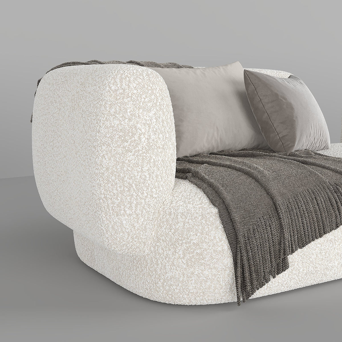 Aura L-Shape Sofa / Premium White Boucle - Walls Nation