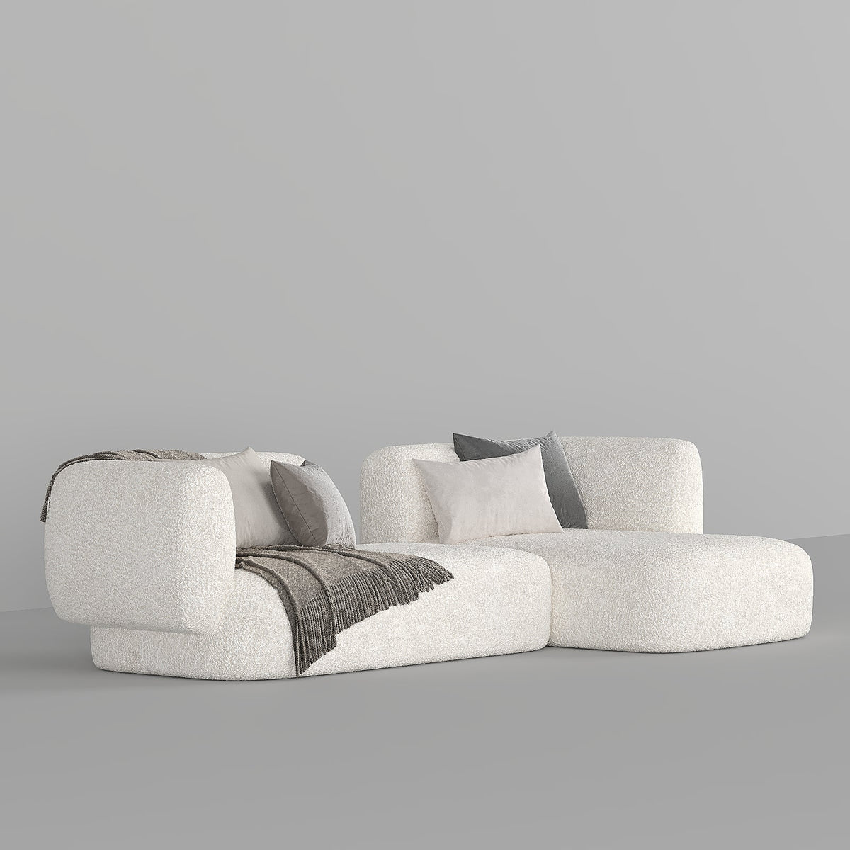 Aura L-Shape Sofa / Premium White Boucle - Walls Nation