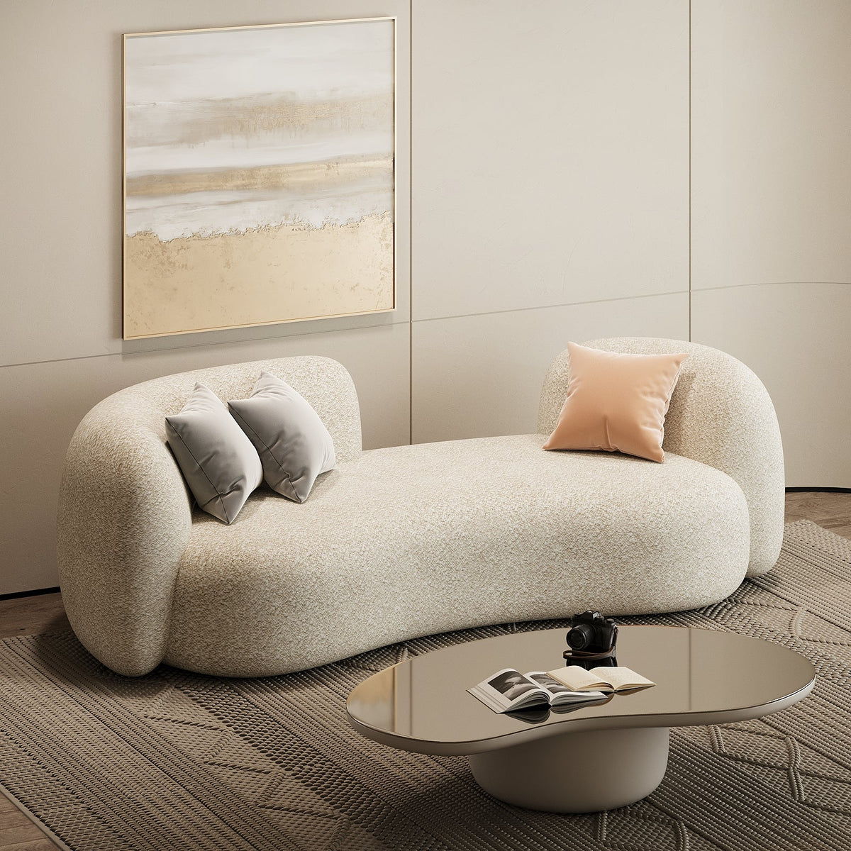 Aura Sofa 3S / Beige Boucle - Walls Nation