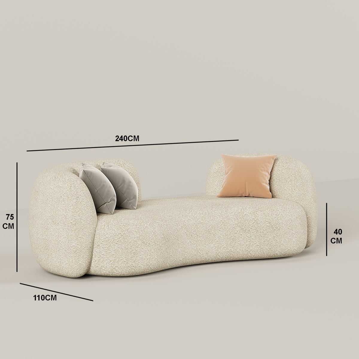 Aura Sofa 3S / Beige Boucle - Walls Nation