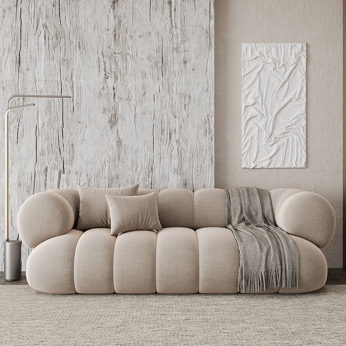 Ava Sofa 3S / Beige Premium Linen - Walls Nation