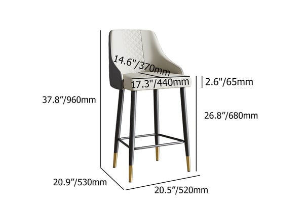 Charles Bar Stool / PU Leather Upholstery - Walls Nation