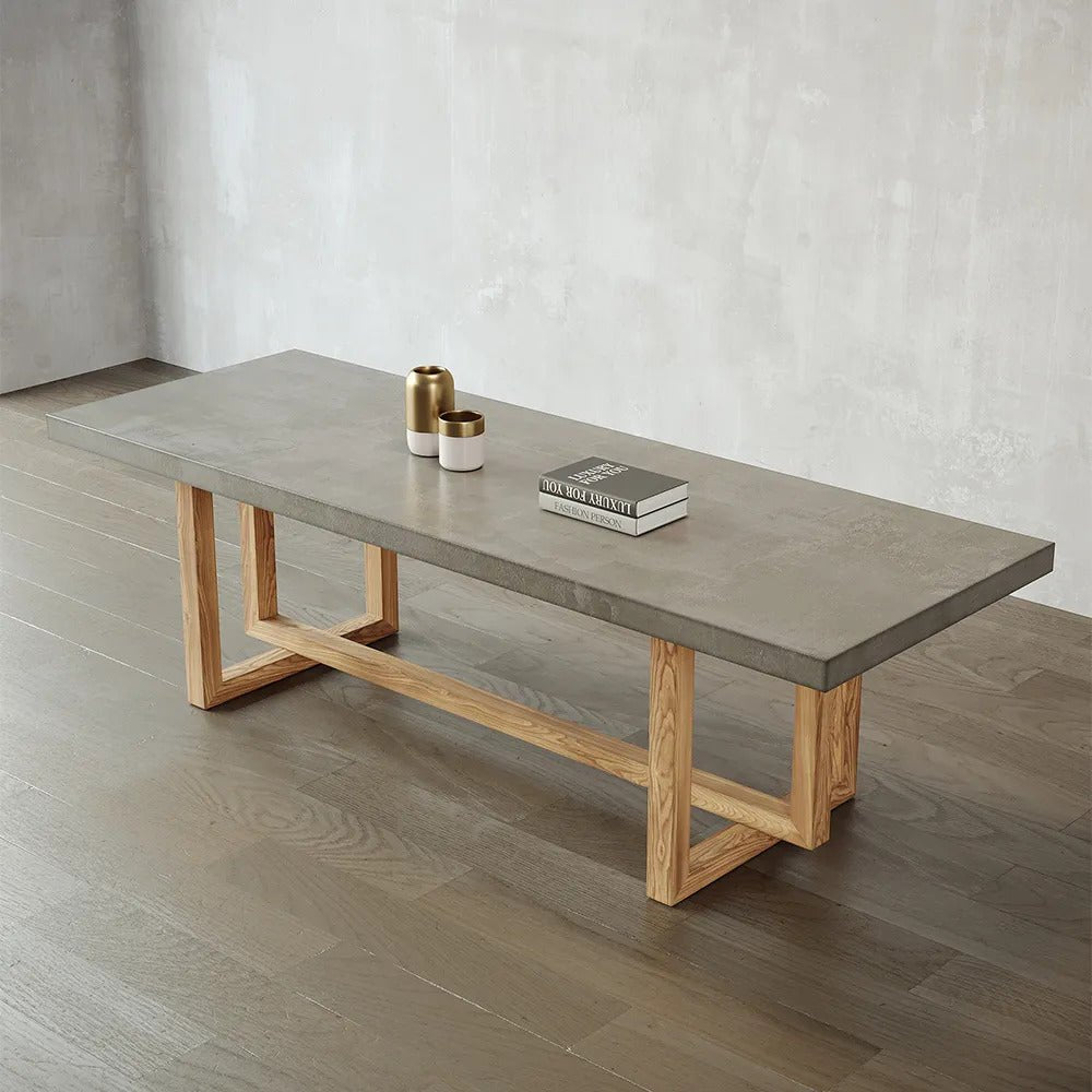 Cinzia Oak Dining Table / Concrete Top - Walls Nation