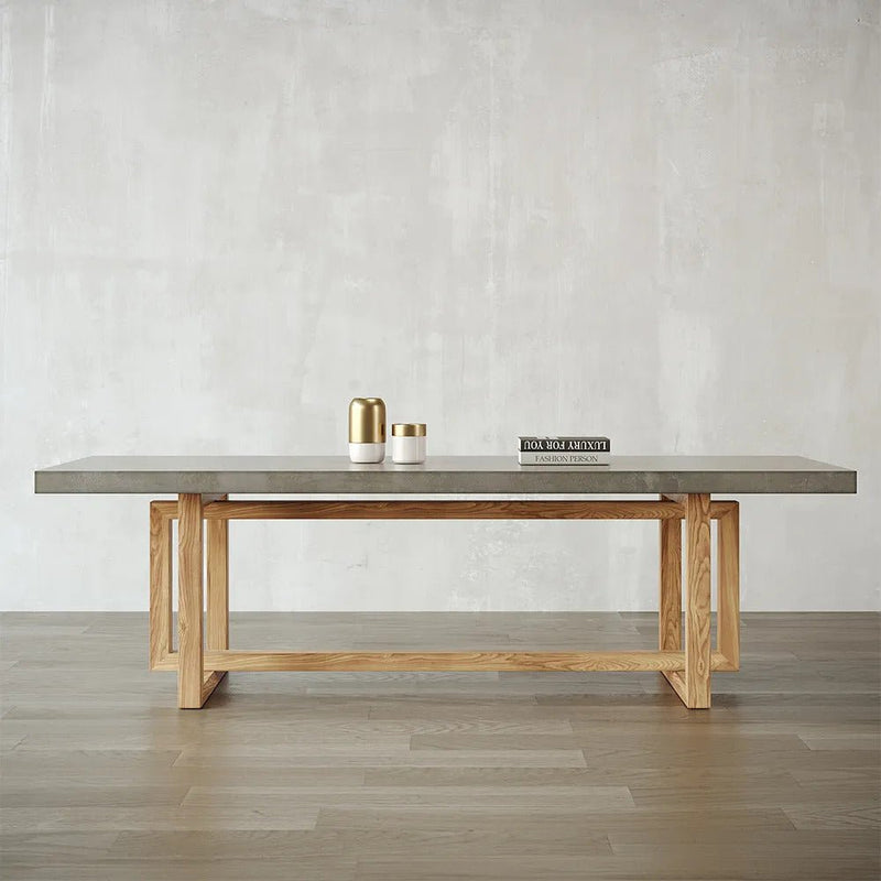 Cinzia Oak Dining Table / Concrete Top - Walls Nation