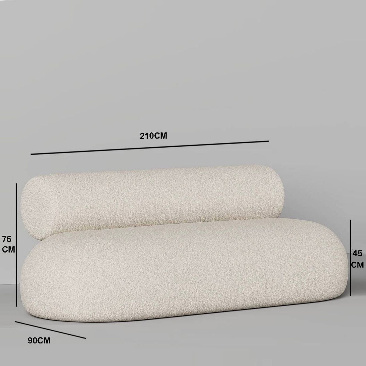 Clio Sofa 3S / White Boucle - Walls Nation