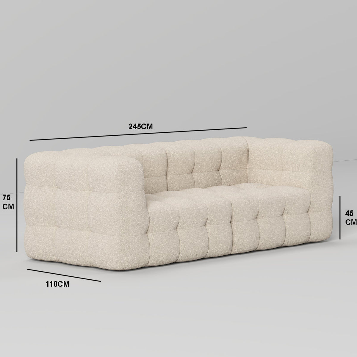 COCO Tufted Sofa 2S / Beige Boucle - Walls Nation