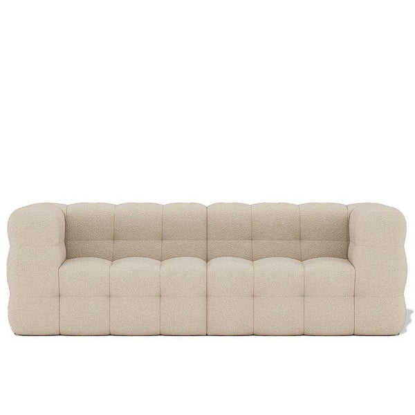 COCO Tufted Sofa in beige boucle with tufted pattern and square arms, modern and luxurious design