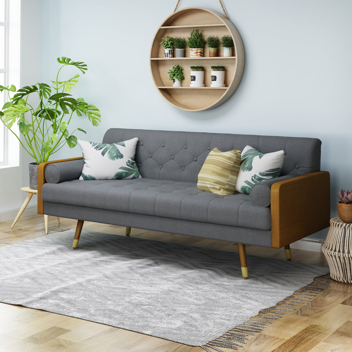 Walls Nation - Essen Tufted 3S. Sofa / Linen Upholstery