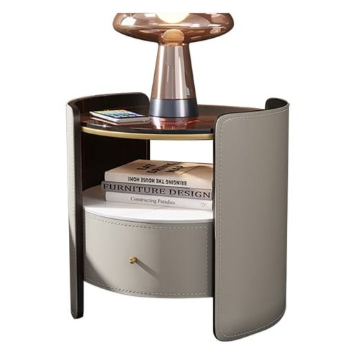 Johnny Round Leather Nightstand - Walls Nation