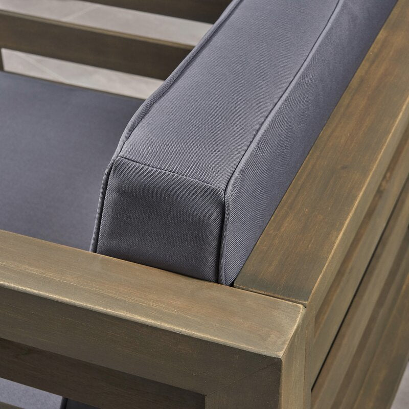 Brown Teak / Dark Blue Seating