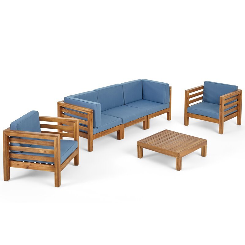 Natural Teak / Light Blue Seating